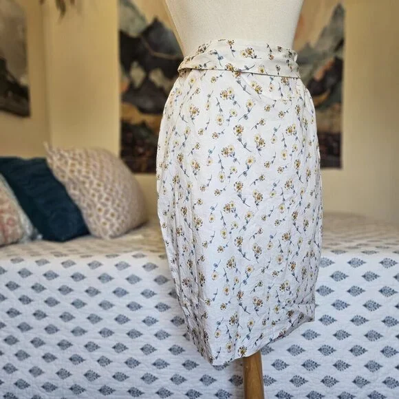 Antonio Melani Floral Cotton Wrap Skirt 10 Garden Party Tea Length Coquette - Picture 11 of 15